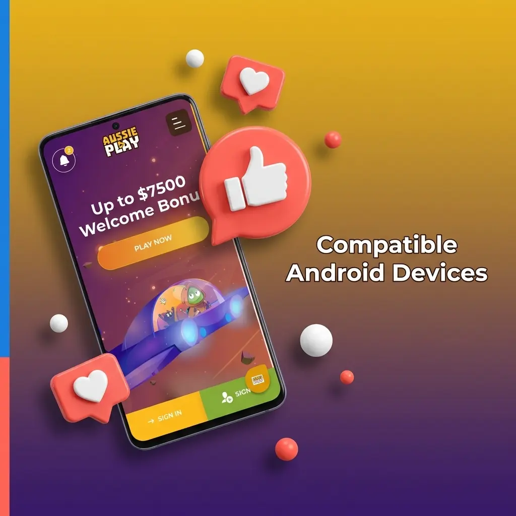 Aussie Play Casino app compatible Android devices including Samsung Galaxy, Google Pixel, Oppo, OnePlus, and more