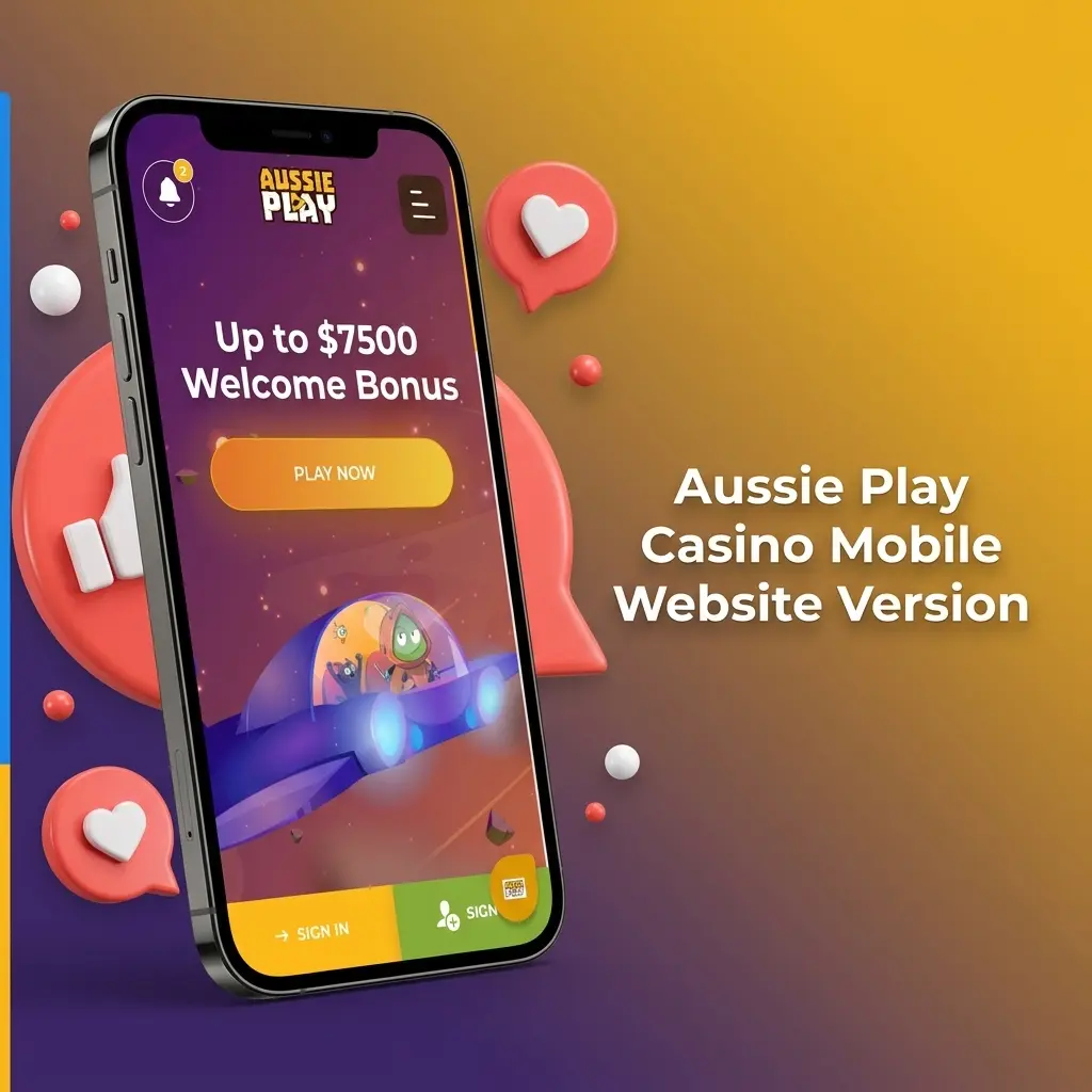 Aussie Play Casino mobile website displayed on a smartphone browser with casino games and sports betting options