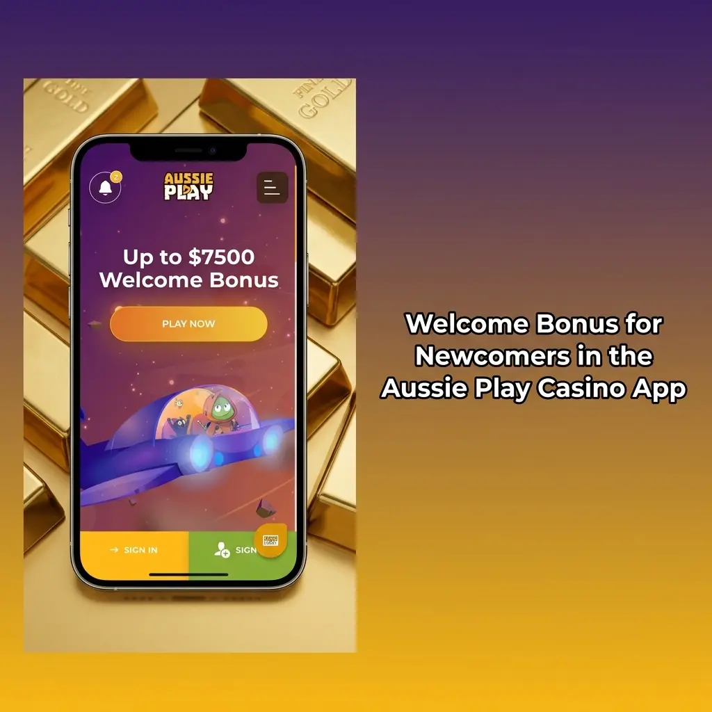 Aussie Play Casino app welcome bonus offering 250% match up to AUD 2,500 plus 50 free spins for new users